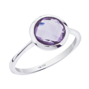 Silver ring with 8mm square checkboard amethyst 