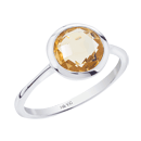 Silver ring with 8mm square checkboard citrine
