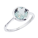 Silver ring with 8mm checkerboard cut Citrine