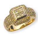 18K Yellow gold and colored enhanced diamond wedding ring (G,enhanced yellow /SI2, D-0.76ct, YD-0.44ct)