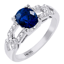 14K White Gold Precious Blue Sapphire Engagement ring (G/SI2, D-0.15ct, S-1.84cts)