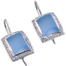 14K white gold precious Blue Topaz pair of earrings (G/SI2, D-0.45ct, BT-11x9mm).