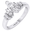 14K White Gold  Marquis Diamond Engagement Ring
