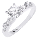 14K White Gold Baguette & Princess Cut Diamond Engagement Ring