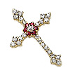 14K Yellow gold Diamond and Ruby Cross Pendant (G/SI2, D-1.00ct. Rub- 0.30ct.)
