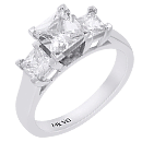 14K White Gold Princess Diamond Engagement D-0.75ct