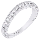 14K White Gold Hand-Engraved and Finely Milgrained Wedding Band D-0.24ct.