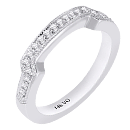 Milgrain 14K White Gold Diamond Wedding Band (D-0.18ct.)