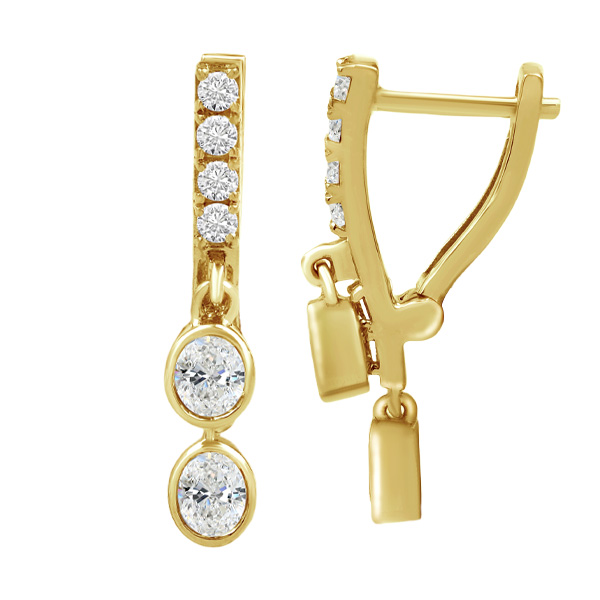 14K Yellow Gold Drop Earring With Diamonds .