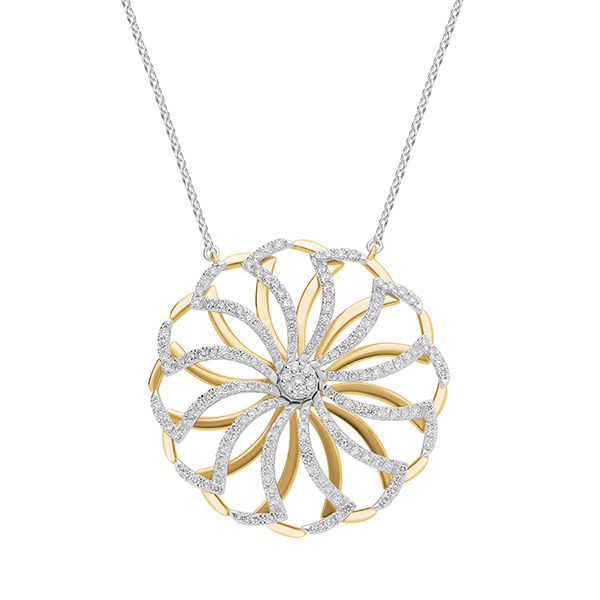 14K Two Tone Spin Necklace With Diamonds