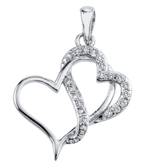 0.18 ct. 14K white gold double heart 