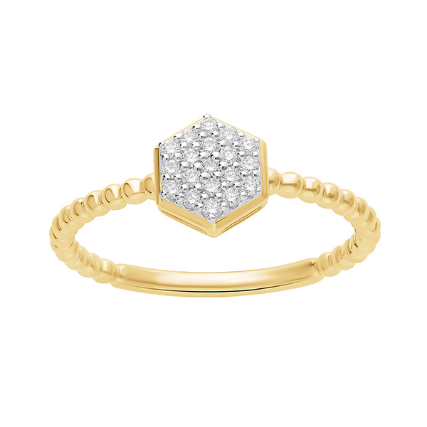 14K Yellow Gold  Ring With Round Diamonds .